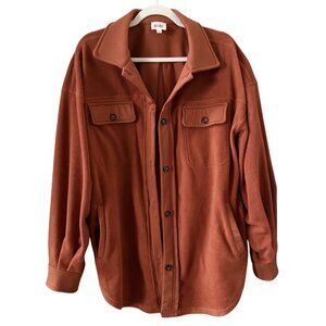 BiBi Rust Fleece Shacket Button Front Jacket - Size L